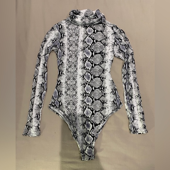 PrettyLittleThing Tops - PLT Snake Print High Neck Bodysuit